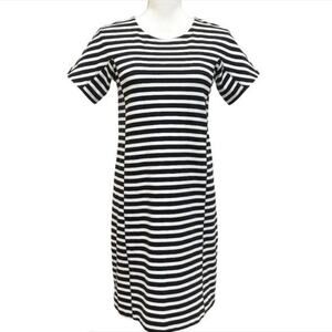J Crew Striped T-Shirt Dress Shift Dress Black White Dress XS